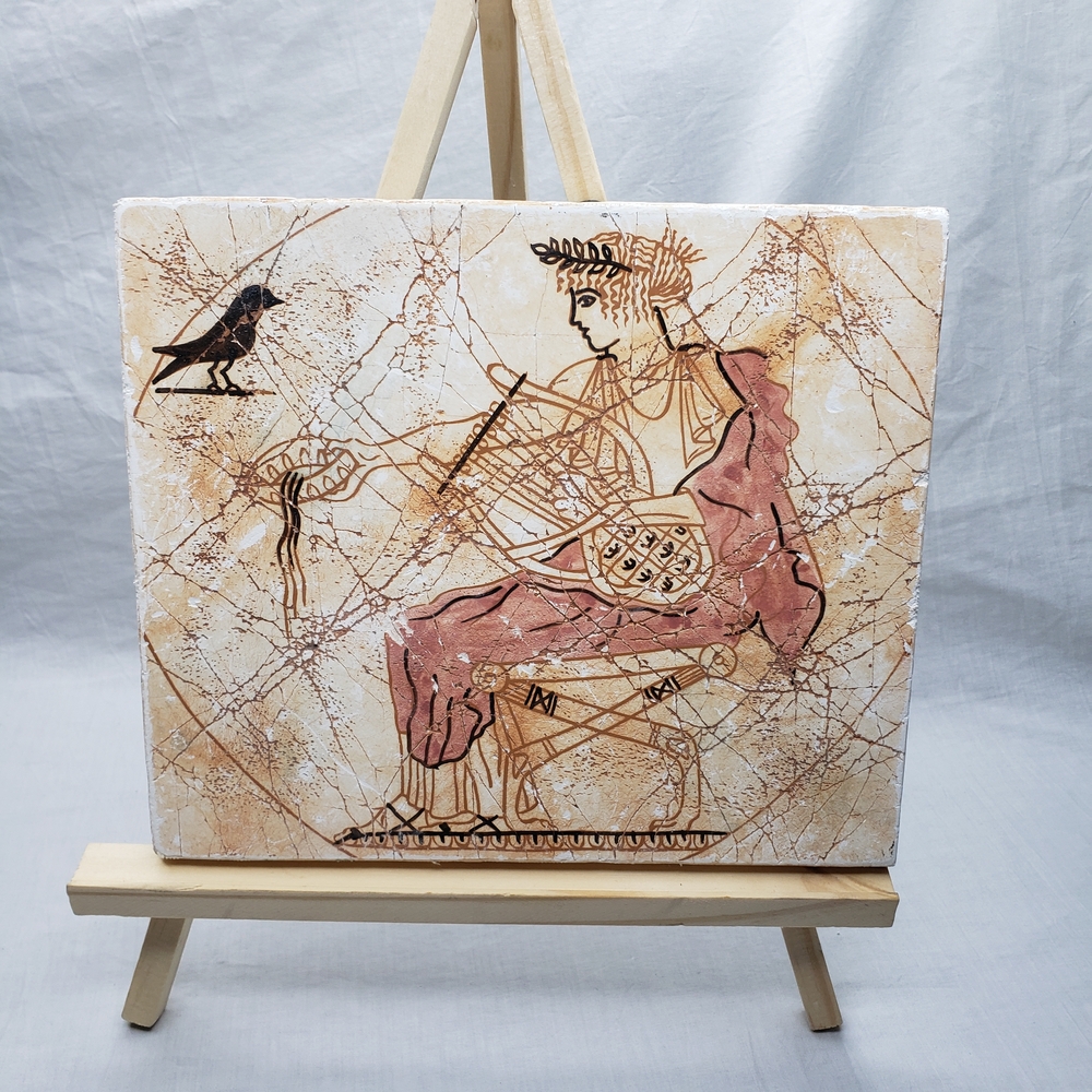 Ancient Greek Repro Kylix Of Apollo Unglazed Ceramic Wall Art